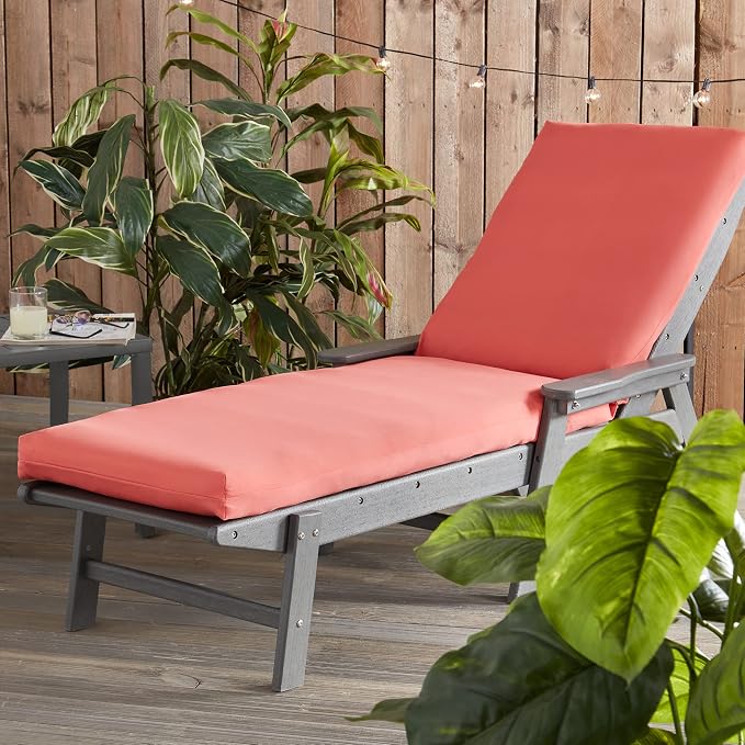 Outdoor Reversible Chaise Lounge Chair Cushion, Dusk Pink