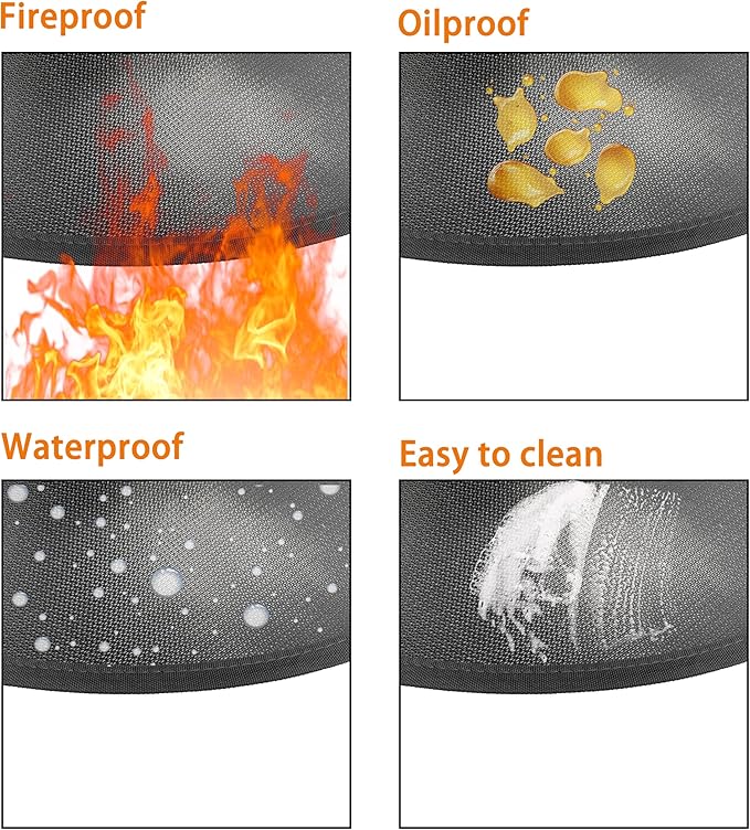 Fire Pit Mat for Solo Stove Fireproof Mat Under Grill Tabletop Deck Oilproof Waterproof Firepit Mats Heat Resistant Mat BBQ Pad Outdoor Indoor Accessories (Rectangle 25×17in)