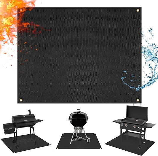 Grill Mats for Outdoor Grills - Fireproof Grill Matt for Outdoor Deck Protector for Gas, Charcoal Grills, Oil-proof Griddle Accessories Compatible with Blackstone, Weber, Royal Gourmet, 65 x 36 in