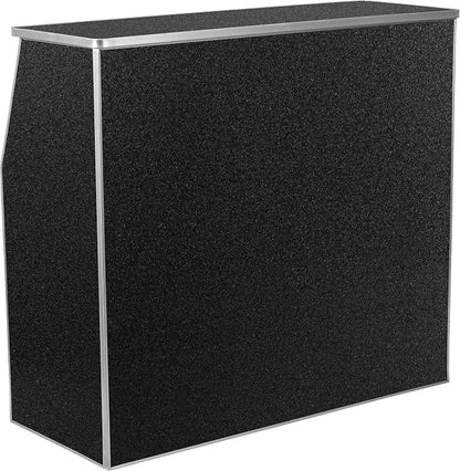 Flash Furniture Amara 4' Black Marble Laminate Foldable Bar - Portable Event Bar