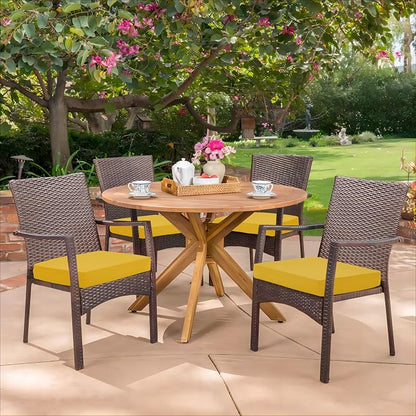 HARBOREST Outdoor Chair Cushions Set of 4, Yellow Water Resistant Patio Chair Cushions with Ties