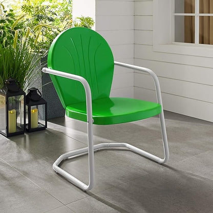 Crosley Furniture Griffith Outdoor Chair, Retro Metal Patio Chairs for Dining, Porch, Deck, Balcony, Grasshopper Green