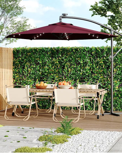 15FT Outdoor Patio Umbrella,Double-Sided Rectangle Market Umbrella with 36 LED Solar Lights & Base,UV50+ Weather-Resistant Oversized Outdoor Umbrella,Crank Lift,3-Way Shade for Pool,Garden,Backyard