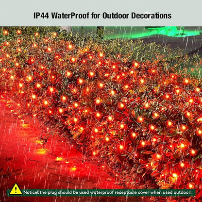 Led Red Christmas Net Lights Outdoor Christmas Bushes Lights 120Led 6ftx5ft, Connectable Outdoor Indoor Mesh Net Lighting for Xmas Holiday, Garden, Lawn, Shrubs, Trees, Bushes Decorations