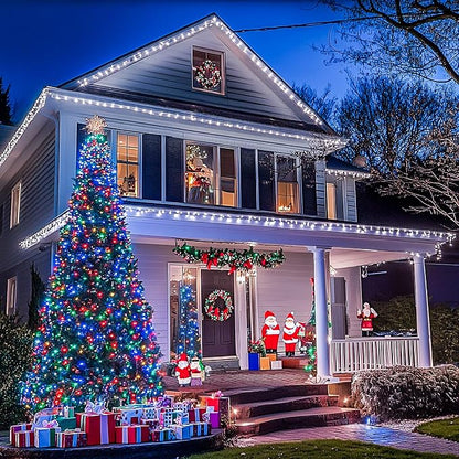 JMEXSUSS Christmas Lights, 600 LED 168FT Color Changing Christmas Tree Lights with Remote, 11 Modes, Timer, Waterproof, Clear Wire String Lights for Xmas Décor, White & Multicolor
