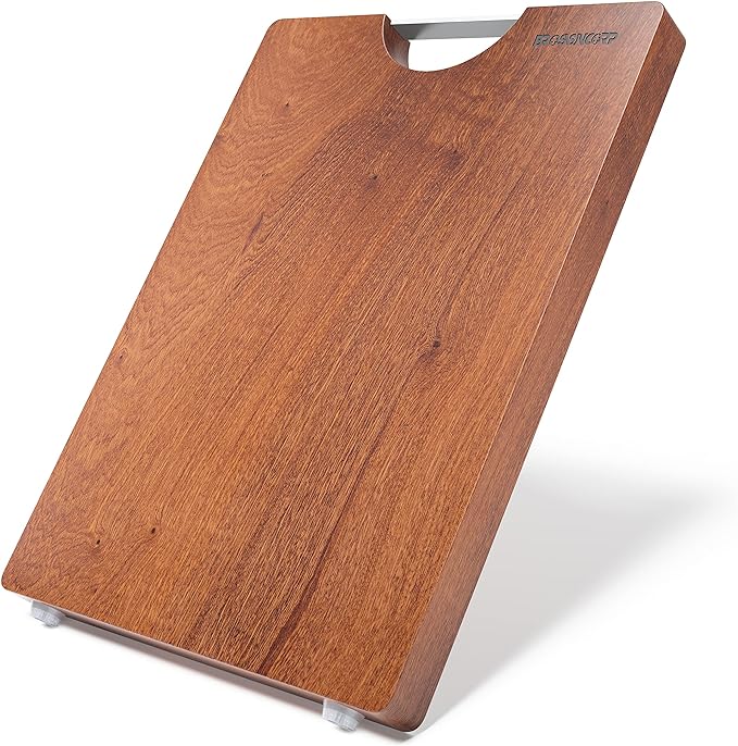 Brosisincorp Real Solid Sapele Cutting Board One Piece No Glue Non Toxic All Whole Single Wood Butcher Block Thick Hard Wood Heavy Duty Edge Grain (Small,14.17"L*9.45"W*0.98"Th)