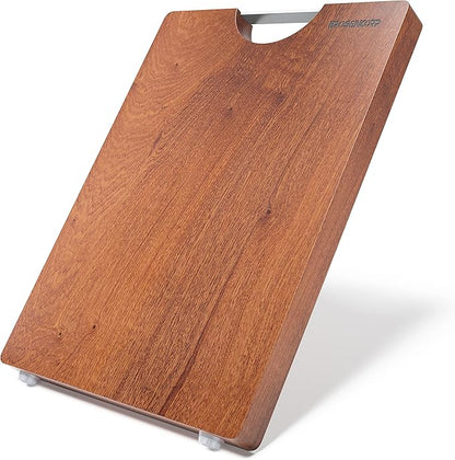 Brosisincorp Real Solid Sapele Cutting Board One Piece No Glue Non Toxic All Whole Single Wood Butcher Block Thick Hard Wood Heavy Duty Edge Grain (X-Large, 17.71"L*11.81"W*1.18"Th)