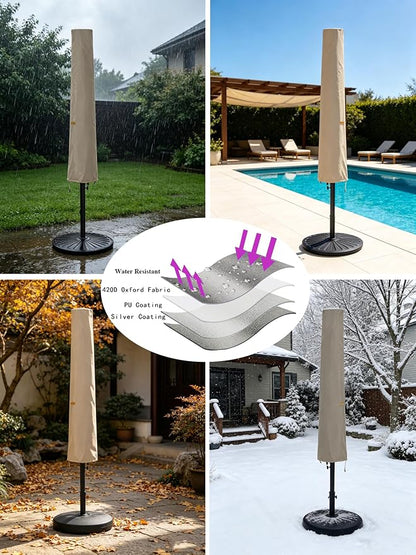 Umbrella Cover for 6ft to 9ft Patio Umbrellas, Waterproof and Durable Market Umbrella Cover with Zipper and Rod