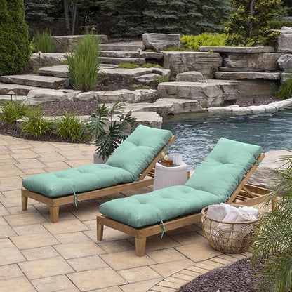 Arden Outdoor Plush Modern Tufted Chaise Cushion, 76 x 22, Rain-Proof, Fade Resistant, Tufted Cushion for Chaise Lounger Aqua Leala | Plush Comfort, Modern Tuft, Lounge Cushion, Rain-Proof, Fade Resistant, Mold and Mildew Resistant