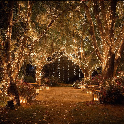 TW SHINE Christmas Lights, 600 LED 196FT Christmas String Lights Plug-in with 8 Modes Timer and Remote, Waterproof Outdoor Decorations for Bedroom Wedding Party Yard Tree Decor, Warm White