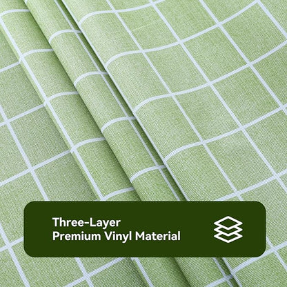 Romanstile Square Vinyl Tablecloth, 100% Waterproof Oil-Proof Checkered Plastic Table Cloth, Heavy Duty Wipeable Table Covers for Dining, Camping, Picnic, Outdoor - 54 x 54 Inch, Green
