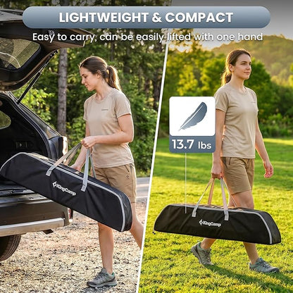 KingCamp Aluminum Folding Camping Table, 42.1" Foldable Lightweight Roll Up Camp Table Heavy Duty 2-6 People Portable Table for Camping Picnic BBQ RV, Indoor & Outdoor, Silver Black