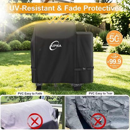 600D Pellet Grill Cover for Weber Searwood 600 & Smoque, Waterproof BBQ Smoker Cover, UV Resistant, No Tear, No Fading