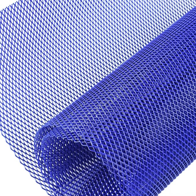 AggAuto Universal 40"x13" Car Grill Mesh 4x8mm Rhombic Hole Blue | Aluminum Alloy Automotive Grille Insert Bumper, One of the Most Multifunctional Shape Grids 100x33cm