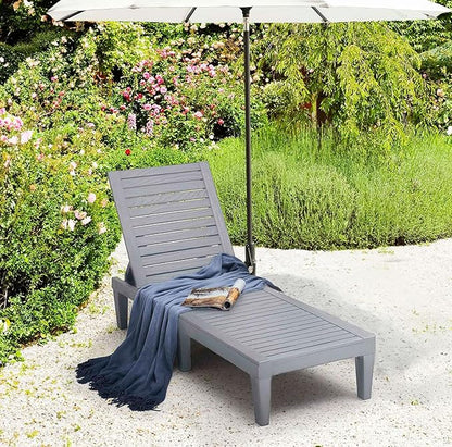 Nestl Sun Tanning Chair - Light Grey Chaise Lounge Chair Outdoor, Lightweight Pool Lounge Chairs, Adjustable 5-Position Reclining Lawn Chair, Waterproof Beach Outdoor Lounge Chairs