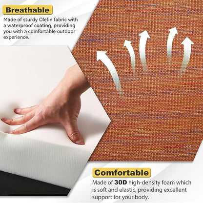 Deep Seat Patio Cushions Set 24 x 22 Inch,Olefin Fabric Outdoor Seat Cushion,Patio Furniture Cushions with Removable Cover,Rain-Proof and Fade Resistant Deep Seat Bottom & Back Cushion,1set