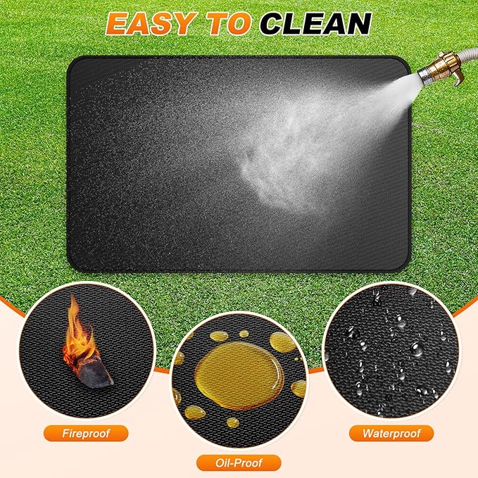 M METERXITY Under Grill Mat for Outdoor Grill, 47x29.5 Inch/ 120x75cm Rectangle Fireproof Fireplace Pad for Indoor Fire Pit, Oil-Proof Waterproof Decks & Patio BBQ Protector Mat