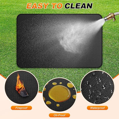 M METERXITY Under Grill Mat for Outdoor Grill, 47x29.5 Inch/ 120x75cm Rectangle Fireproof Fireplace Pad for Indoor Fire Pit, Oil-Proof Waterproof Decks & Patio BBQ Protector Mat