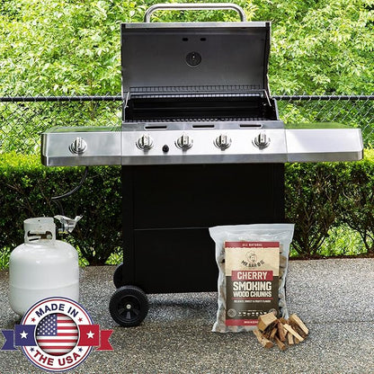 3.5 Lb. Cherry Wood Chunks by Mr. Bar-B-Q, Sweet & Fruity Flavor for Smoking, Grilling & Backyard BBQ, Cherry Wood Chunks for Smokers, Alternative for Charcoal Briquettes, Works with Smoker, Gas Grill