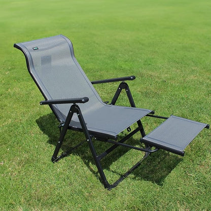 Caravan Sports Ergo+ - Adjustable Outdoor Patio Camping Lounge with Footrest & Headrest, Steel Frame Weather-Resistant Fabric – Folding Outdoor Chair