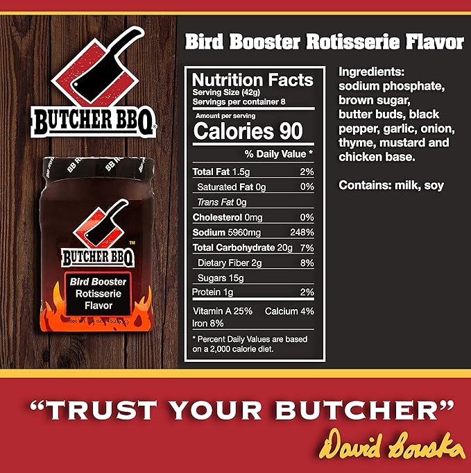 Butcher BBQ | Bird Booster Rotisserie Turkey Injector Marinade | World Championship Winning Formula | Better Than Turkey Brine | More Moisture and Flavor for Poultry | Chicken & Turkey Seasoning