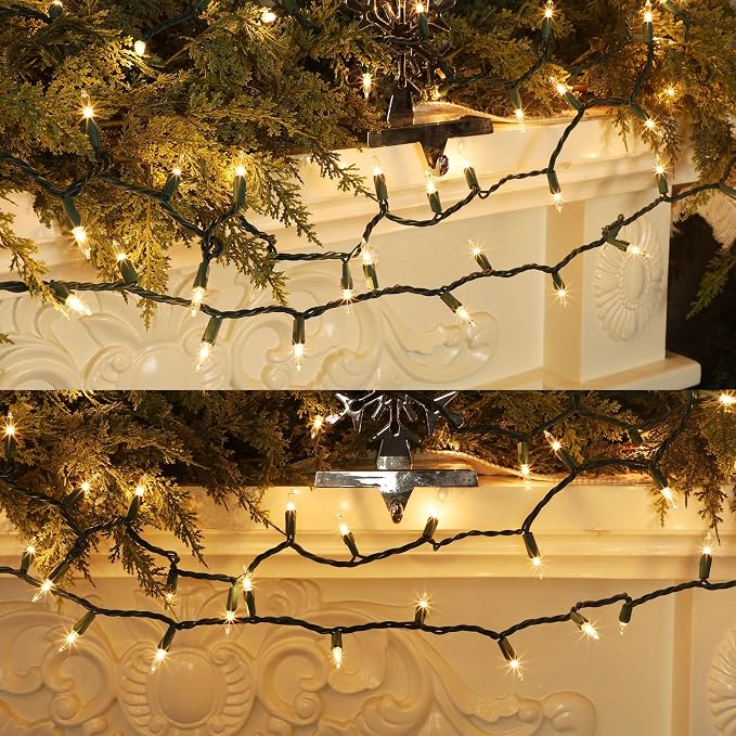 Clear Christmas String Lights, 100 Count, Incandescent Mini Christmas Lights, Connectable Xmas Tree Light for Indoor Outdoor Garland Birthday Holiday Wedding Festival Party