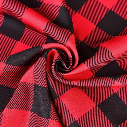 Gingham Xmas Tablecloth Fabric - Oblong 58x120 Water Resistant Christmas Plaid Table Cloth for Indoor/Outdoor Use - Red Tabletop Cover Perfect for Birthday, Picnics, Gardens