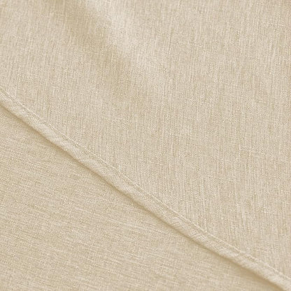 Decorelia Faux Linen Round Table Cloth 60 inch, Waterproof Decorative Fabric Anti-Scratch Texture Round Tablecloth Cover for Dining, Kitchen & Outdoor Table (60 Inch, Round (2-4 Seats), Beige)
