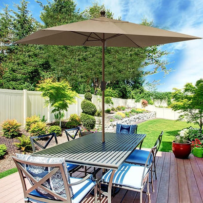 EliteShade USA 10-Year-Non-Fading 6.5x10Ft Rectangular Market Patio Umbrella, UPF 50+ UV Protection Performance Sun Umbrella, Heavy Duty Commercial Grade Outdoor Table Umbrella with Crank, Windproof Vented Top for Garden, Pool, Deck and Outdoor Playset...