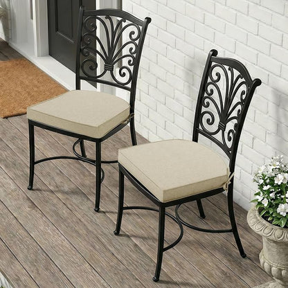 Outdoor Chair Cushions, D Shaped, Set of 4, 19 x 19 Inch, Beige | Fade-Resistant, Water-Resistant, Patio Furniture Seat Chair Pads Replacement, Non-Slip Bottom with Ties, Removable Cover