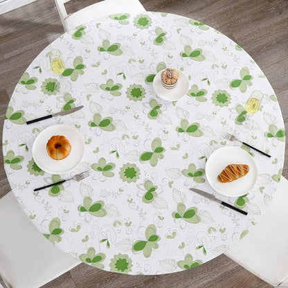 Walrus Round Vinyl Fitted Tablecloth with Flannel Backing Elastic Edge Design Table Cover Waterproof Oil-Proof PVC Table Cloth Stain-Resistant Best for 57"-66" Round