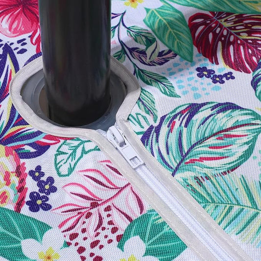 SUQ I OME Patio Tablecloth with Umbrella Hole,Garden Tablecloth with Umbrella Hole and Zipper,Table Cloths for Host Backyard Parties, BBQs,Family Gatherings (Pineapple,60'' Round with Zipper)