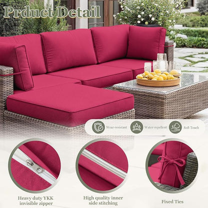 9 Pcs Outdoor Patio Cushions Covers Replacement Sets, Covers Only | 9 Pcs Patio Cushions Covers Replacement UV Resistant, Water Anti-Slip, Heavy-Duty Zippers for 5 Pcs Patio Furniture Set