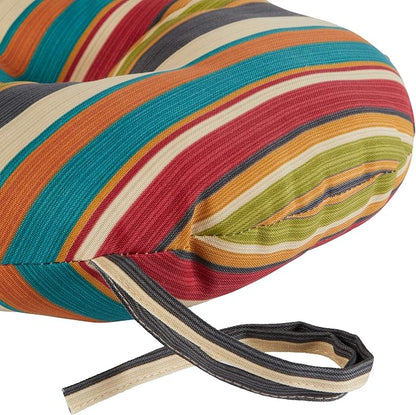 Greendale Home Fashions Adobe Stripe Outdoor 15-inch Bistro Seat Cushion, Set of 4