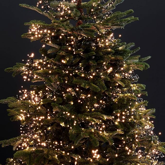 Dazzle Bright Christmas String Lights, 66FT 200 LED Connectable Green Wire 8 Modes String Lights, Waterproof Christmas Lights for Indoor Outdoor Patio Party Wedding Decorations, Warm White