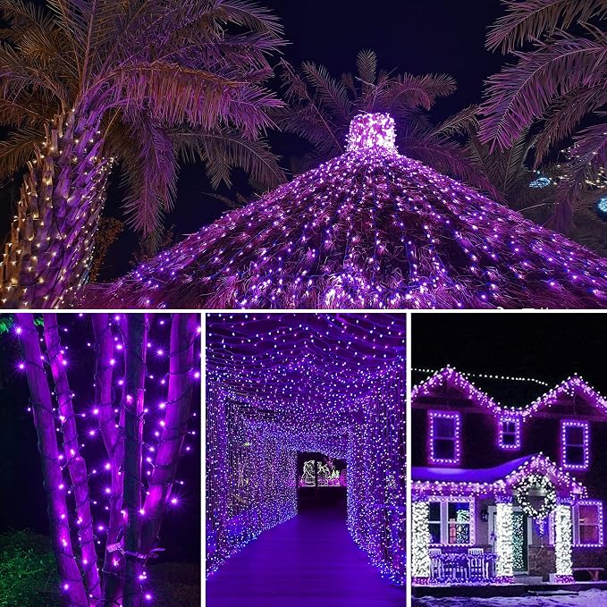 weillsnow 500 LED Halloween String Lights,164 FT Twinkle Lights Waterproof | Purple, 8 Modes, Plug in, Timer & Memory Function, for Halloween Party Garden and Home Decor, Indoor&Outdoor Use