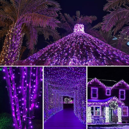 weillsnow 500 LED Halloween String Lights,164 FT Twinkle Lights Waterproof | Purple, 8 Modes, Plug in, Timer & Memory Function, for Halloween Party Garden and Home Decor, Indoor&Outdoor Use