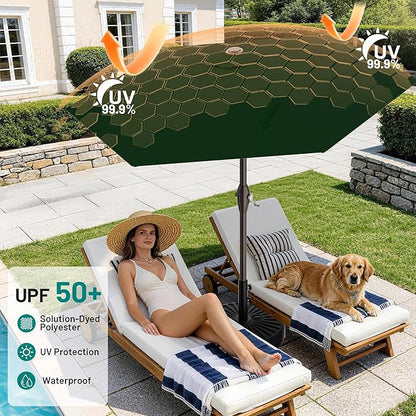 AreShark 7.5FT Patio Umbrella Table Market Umbrella w/Tilt and Crank, Heavy-Duty Outdoor Umbrellas for Pool, Deck, Garden and Backyard, Dark Green