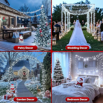 Extra Long 132FT Christmas Decorative Mini Lights, 400 LED Green Wire Fairy Starry String Lights Plug in, Timer & Memory & 8 Modes, for Indoor Outdoor Xmas Tree Wedding Party Decoration,Cool White