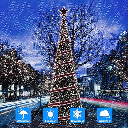 Extra-long 288FT 800 LED Solar Fairy String Lights, 4-Pack 72FT 200 LED Outdoor Twinkle Lights Waterproof 8 Lighting Modes Cool White Silver Wire Lights for Deck Backyard Tree Garden Fence Pool Party
