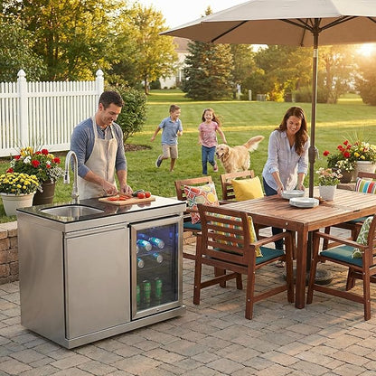 Outdoor Grills & Smokers Portable Camping Charcoal Grill BBQ Barbecue Island with Offset Smoker, Barrel Style Charcoal Grill for Large Outdoor Cooking, Parrilla Para Asar Carne, Asador de Carbon,A3