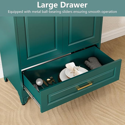 Polup Metal Storage Cabinet,75" Tall Kitchen Pantry Storage Cabinet with Doors and Adjustable Shelves, Green Metal Pantry Cabinets with Drawer, Large Cupboard for Kitchen, Dining Living Room