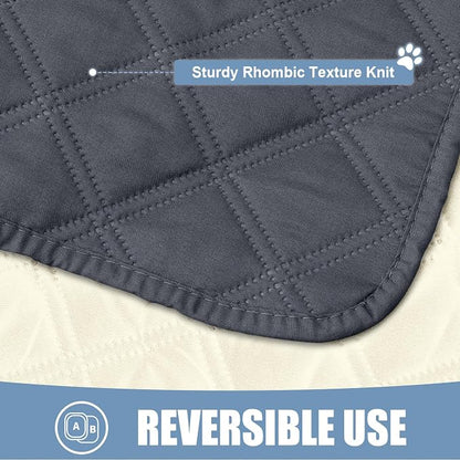 Smiry Waterproof Reversible Pet Couch Covers for Dogs | Pet Friendly, Soft Fabric, Washable Sofa Furniture Protector for Dogs Cat Kids, Checkered (30"x53", Dark Grey/Beige)