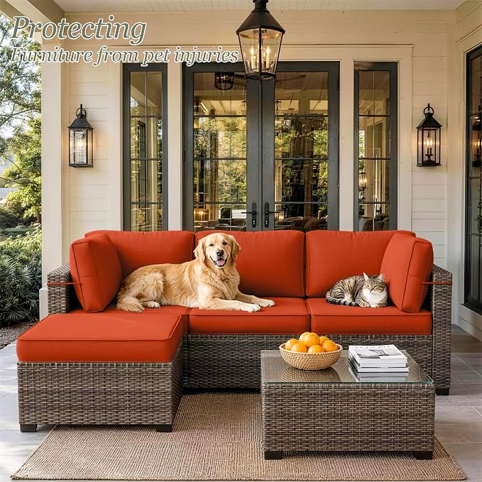 9 Pcs Outdoor Patio Cushions Covers Replacement Sets, Covers Only | 9 Pcs Patio Cushions Covers Replacement UV Resistant, Water Anti-Slip, Heavy-Duty Zippers for 5 Pcs Patio Furniture Set
