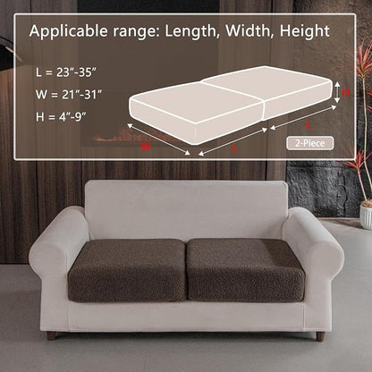 OHSIO Couch Cushion Covers for Sectional Sofa, Stretch Soft Sofa Slipcovers Washable Wear-Resistant Universal Furniture Protector for Living Room(2 Seaters Covers, Brown)