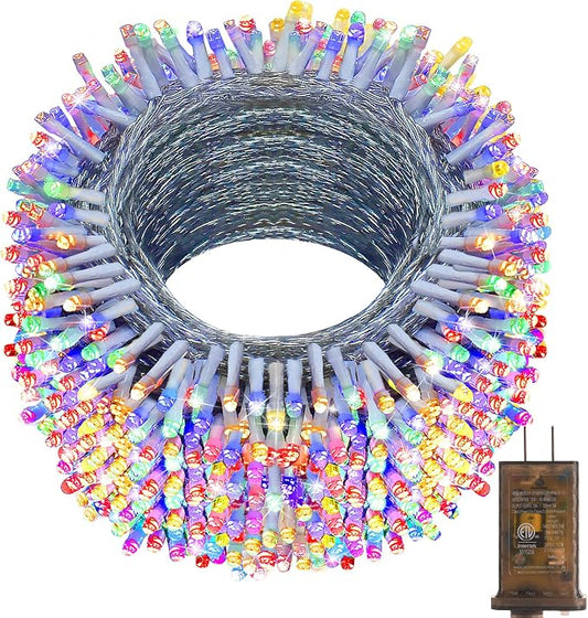 KNONEW 600ft 1500 LED Outdoor Christmas String Lights 8 Modes & Timer Fairy Light Plug in Waterproof Hanging Lighting for Xmas Yard Tree Wedding Party Holiday Decorations(Multicolor)