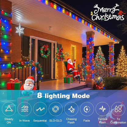 1000LED Outdoor Christmas Lights, 328FT String Lights Multicolor | IP44 waterproof,8 Modes,Remote control 3 Timers & Memory Function, Ideal Indoor & Outdoor Christmas Tree Holiday Decorations
