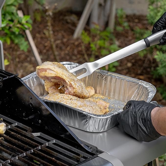 Kenmore 3-Pc BBQ Grill Tool Set, Stainless Steel Grilling Tools for Outdoor Gas Grill, Includes Tongs, Fork, and Spatula, Essential BBQ Grill Tools for Gas Propane Grill and Outdoor Grilling