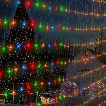 Pooqla Colorful Net Lights, 21x 5ft Christmas Lights Outdoor Green Wire | 360 LED Large Net Mesh Lights Plug in, 8 Modes Waterproof Connectable Multicolor Bushes Lights for Christmas Hedge Yard Decor