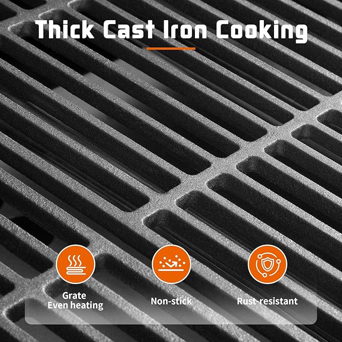 SKOK 5 Burner BBQ Grill with Infrared Side and Rear Burners,Gas Grill with Cast Iron Grates,Outdoor Barbecue Grill 72,000 BTU Output